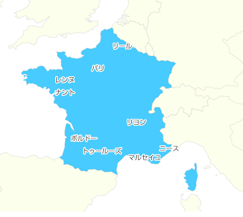 フランスの地図